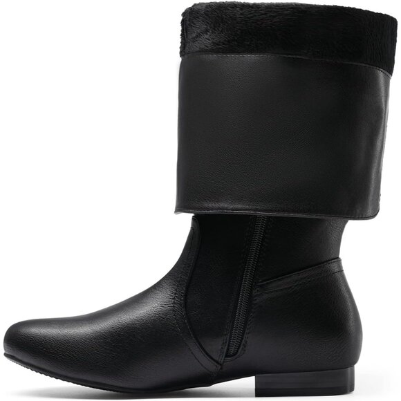 Women's Faux Fur Wide Calf Knee High Pull On Winter Boots - Picture 4 of 6